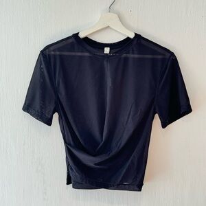 Lululemon Black Mesh Reversible Knotted Yoga T-Shirt